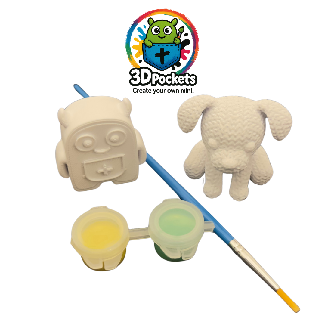 3D Bob & Knitted Cute Dog with paint and Brush (Yellow & Green)