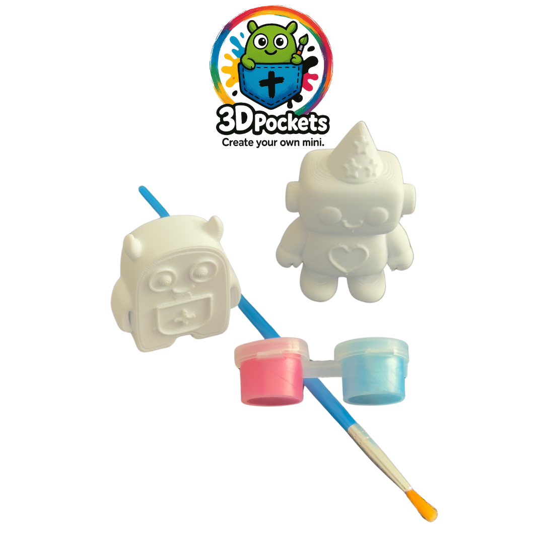 3D Bob & Gerald with paint and Brush (Red & Blue)