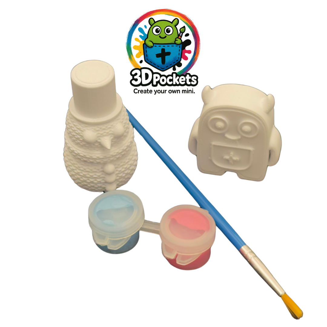 3D Bob & Snowman with paint and Brush (Red & Blue)