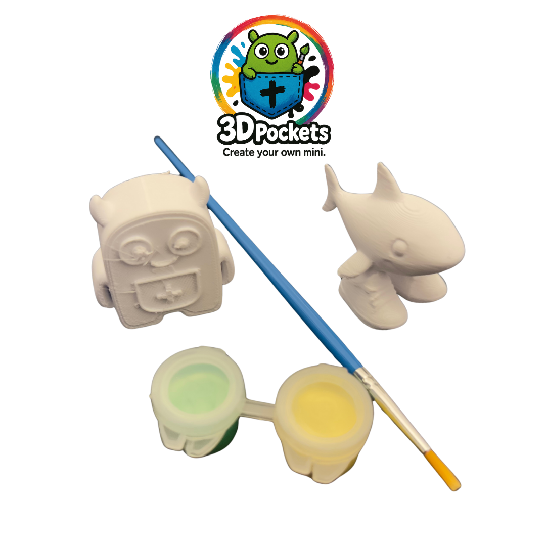 3D Bob & Sharky with paint and Brush (Yellow & Green)